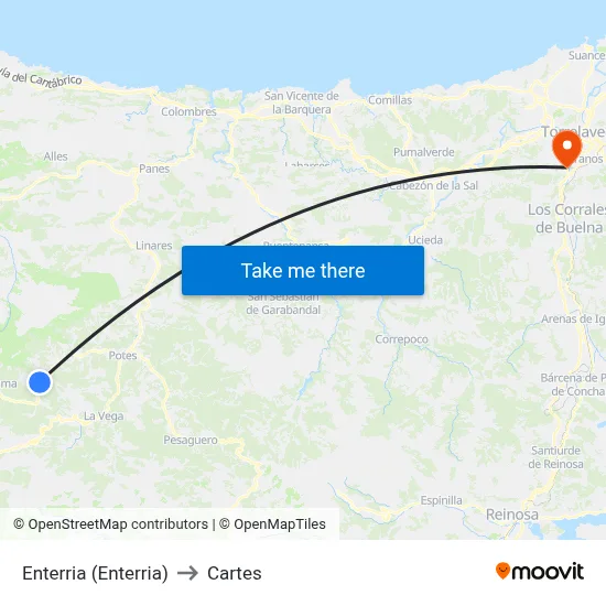 Enterria (Enterria) to Cartes map