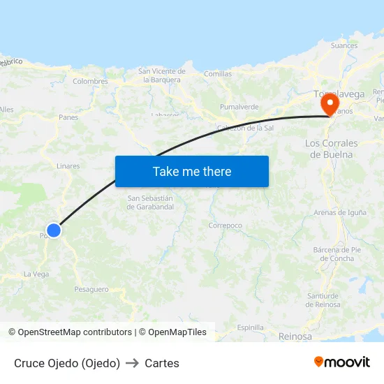 Cruce Ojedo (Ojedo) to Cartes map