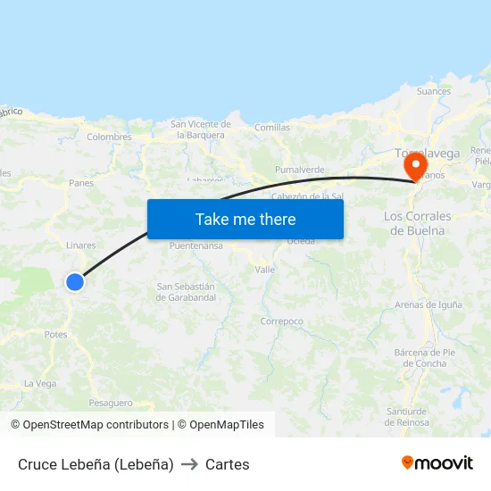 Cruce Lebeña (Lebeña) to Cartes map