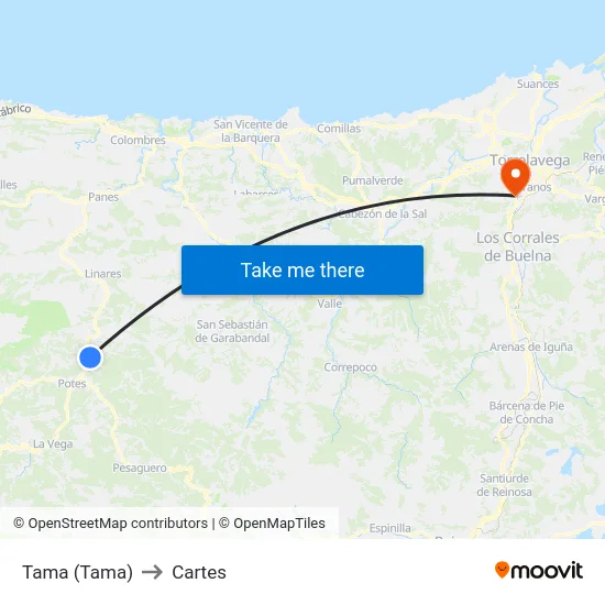 Tama (Tama) to Cartes map