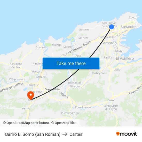 Barrio El Somo (San Roman) to Cartes map
