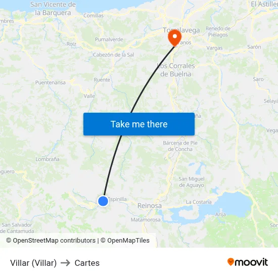 Villar (Villar) to Cartes map