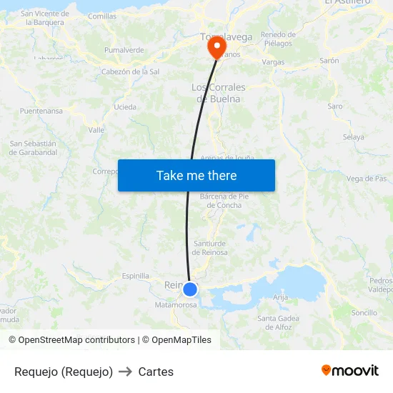 Requejo (Requejo) to Cartes map