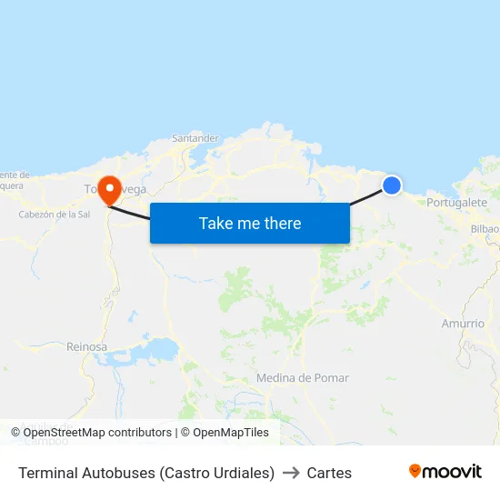 Terminal Autobuses (Castro Urdiales) to Cartes map
