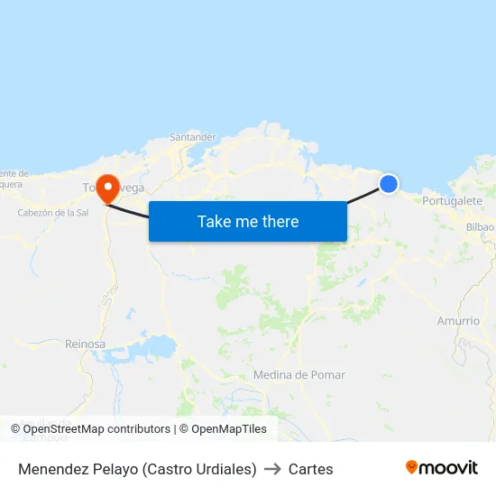 Menendez Pelayo (Castro Urdiales) to Cartes map