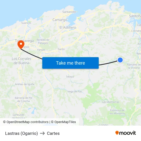 Lastras (Ogarrio) to Cartes map