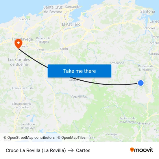 Cruce La Revilla (La Revilla) to Cartes map