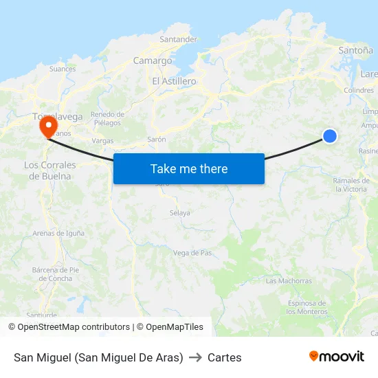 San Miguel (San Miguel De Aras) to Cartes map