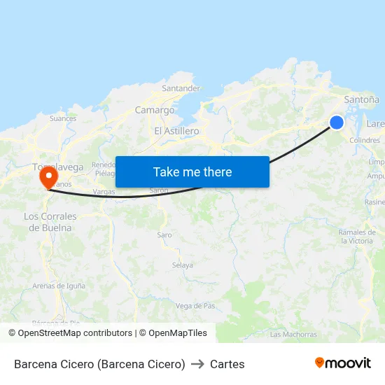Barcena Cicero (Barcena Cicero) to Cartes map