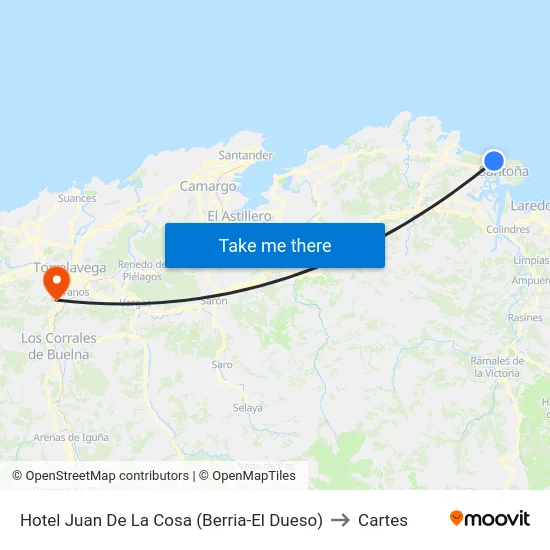 Hotel Juan De La Cosa (Berria-El Dueso) to Cartes map