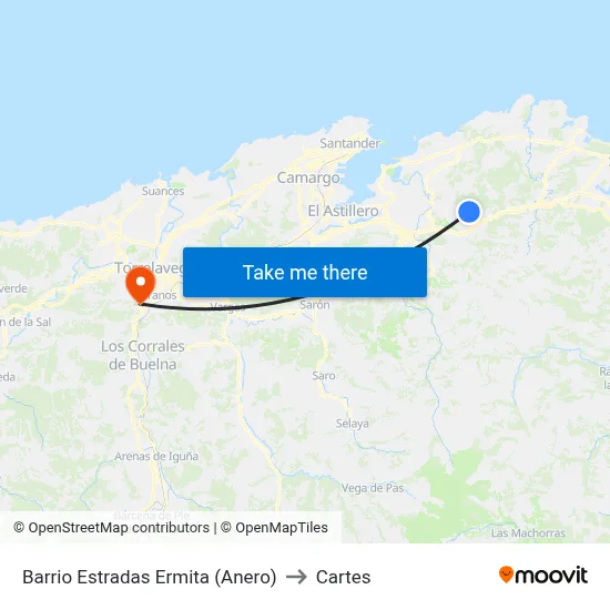 Barrio Estradas Ermita (Anero) to Cartes map
