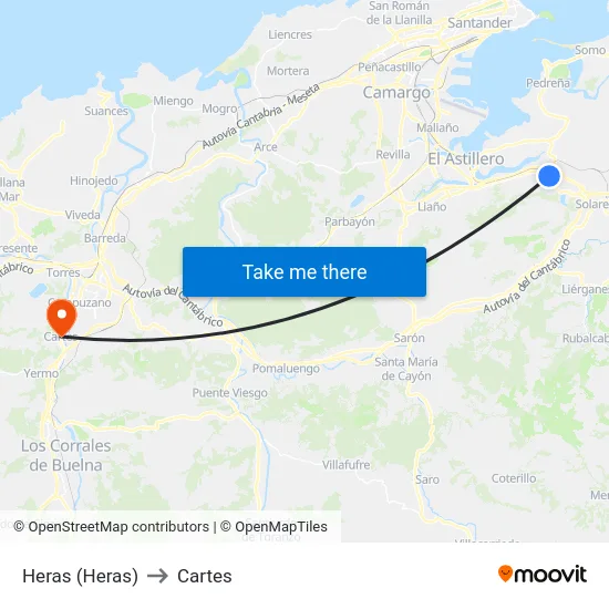 Heras (Heras) to Cartes map