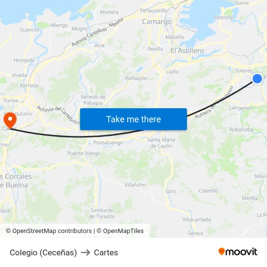 Colegio (Ceceñas) to Cartes map