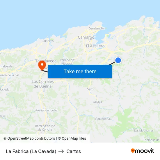 La Fabrica (La Cavada) to Cartes map