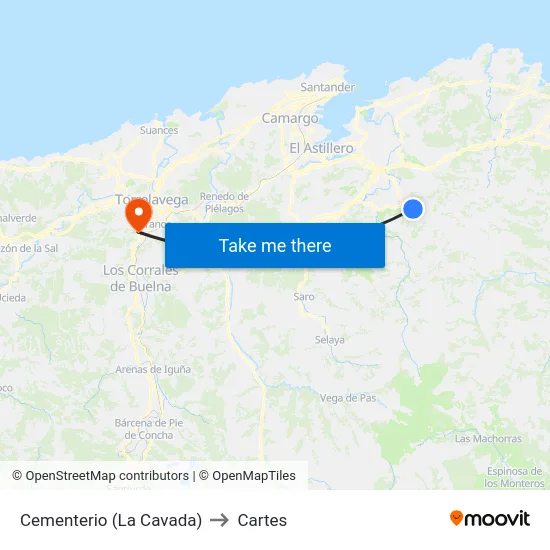Cementerio (La Cavada) to Cartes map
