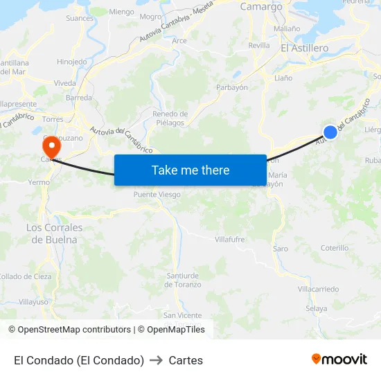 El Condado (El Condado) to Cartes map