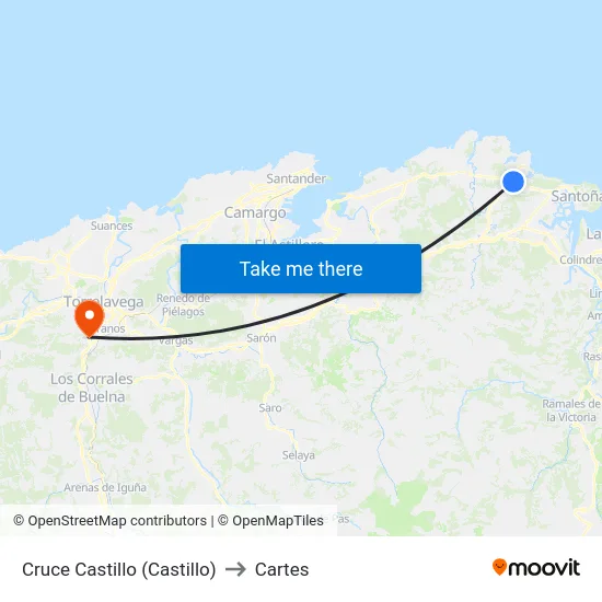 Cruce Castillo (Castillo) to Cartes map