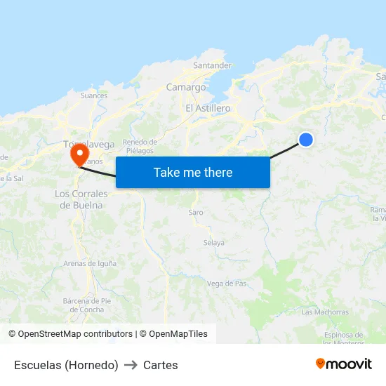 Escuelas (Hornedo) to Cartes map