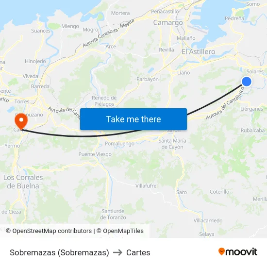 Sobremazas (Sobremazas) to Cartes map
