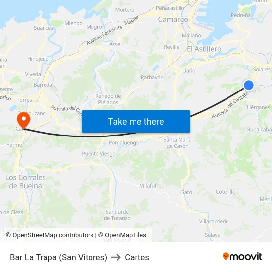 Bar La Trapa (San Vitores) to Cartes map