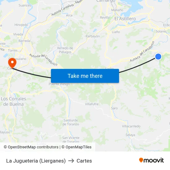 La Jugueteria (Lierganes) to Cartes map