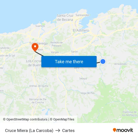 Cruce Miera (La Carcoba) to Cartes map
