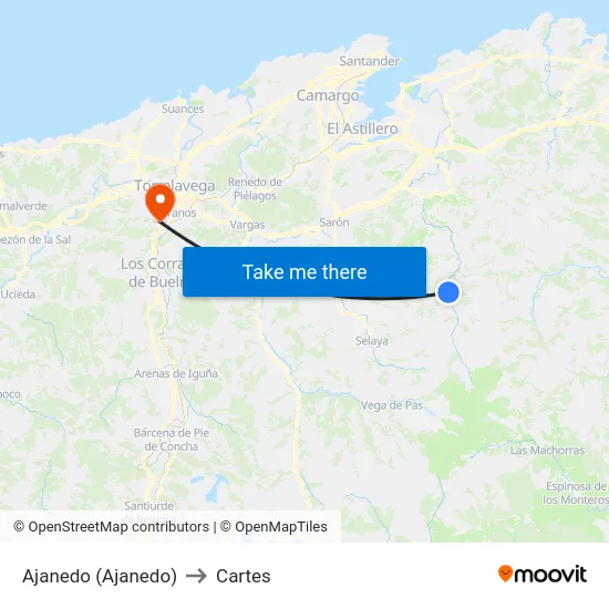 Ajanedo (Ajanedo) to Cartes map