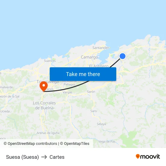 Suesa (Suesa) to Cartes map