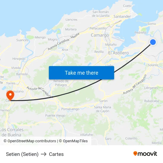 Setien (Setien) to Cartes map