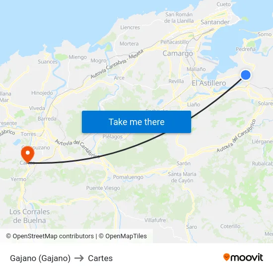 Gajano (Gajano) to Cartes map