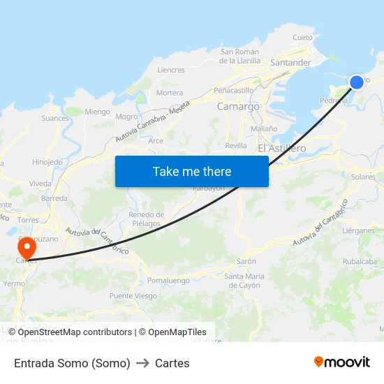 Entrada Somo (Somo) to Cartes map