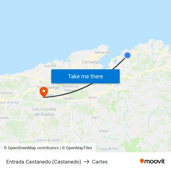 Entrada Castanedo (Castanedo) to Cartes map