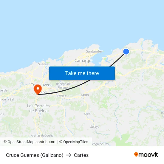 Cruce Guemes (Galizano) to Cartes map