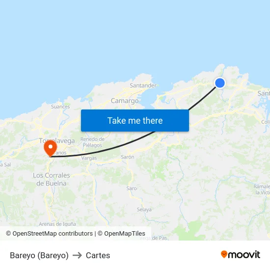 Bareyo (Bareyo) to Cartes map