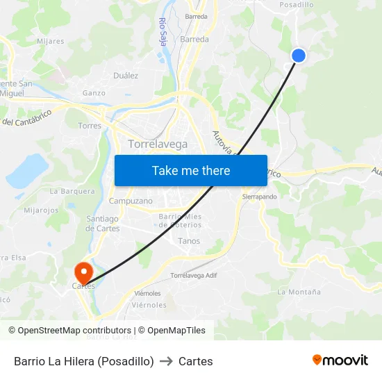 Barrio La Hilera (Posadillo) to Cartes map