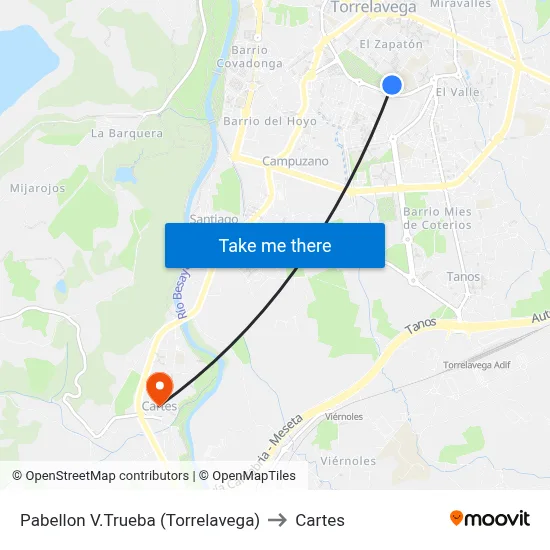 Pabellon V.Trueba (Torrelavega) to Cartes map