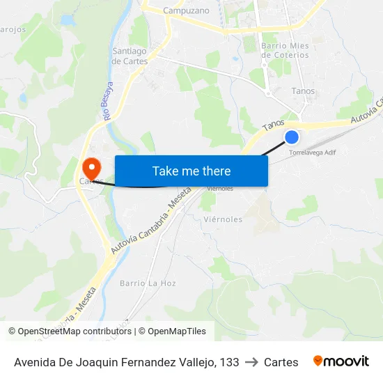 Avenida De Joaquin Fernandez Vallejo, 133 to Cartes map