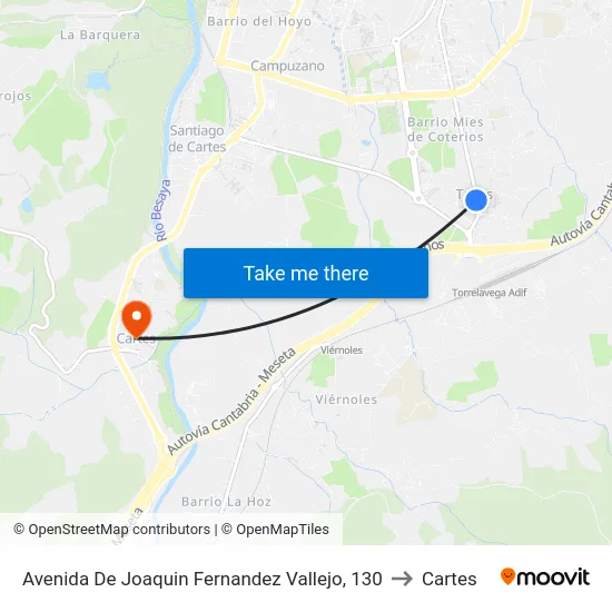 Avenida De Joaquin Fernandez Vallejo, 130 to Cartes map