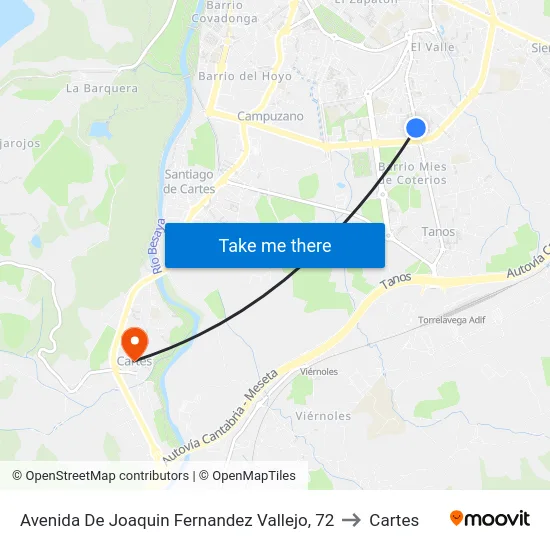 Avenida De Joaquin Fernandez Vallejo, 72 to Cartes map