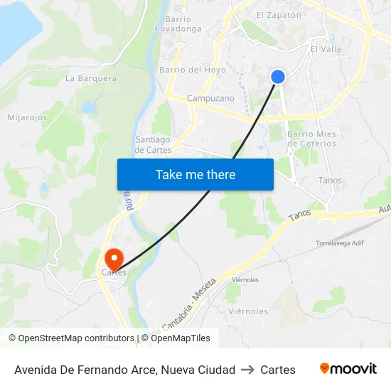 Avenida De Fernando Arce, Nueva Ciudad to Cartes map