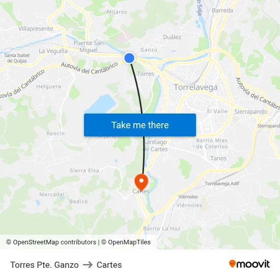 Torres Pte. Ganzo to Cartes map