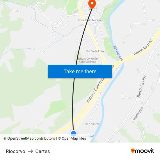 Riocorvo to Cartes map