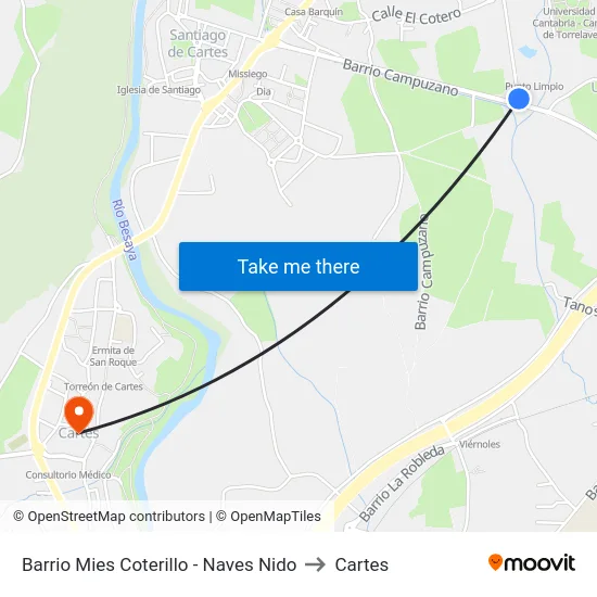 Barrio Mies Coterillo - Naves Nido to Cartes map