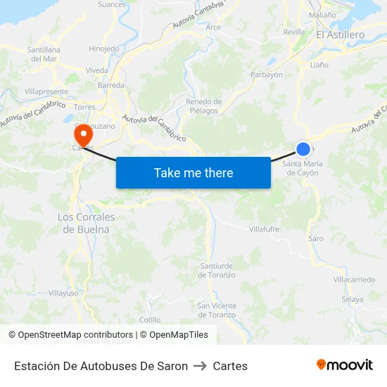 Estación De Autobuses De Saron to Cartes map