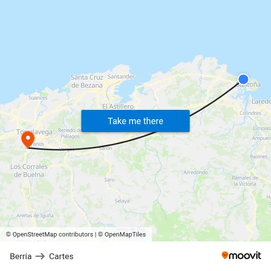 Berria to Cartes map