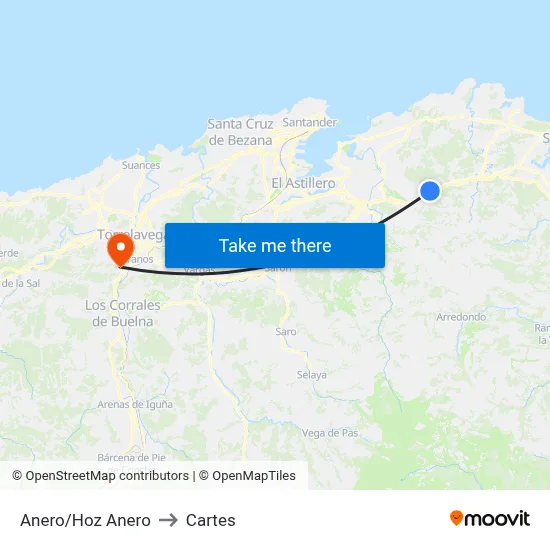 Anero/Hoz Anero to Cartes map