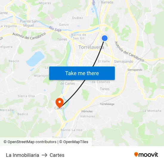 La Inmobiliaria to Cartes map