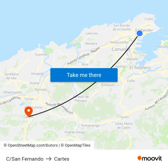 C/San Fernando to Cartes map