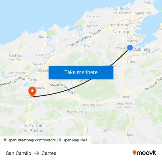 San Camilo to Cartes map