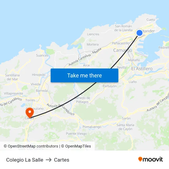 Colegio La Salle to Cartes map